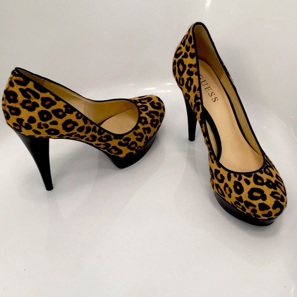 Guess Shoes - Guess Leopard Print Platform heels